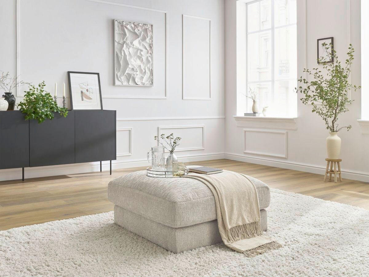 HOCKER LEONARD Struktur Beige  - Beige/Schwarz, MODERN, Kunststoff/Textil (86/43/86cm)