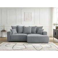 ECKSOFA Ottomane rechts  ATILLA Dunkelgrau Struktur  - Dunkelgrau/Schwarz, MODERN, Kunststoff/Textil (244/149cm)