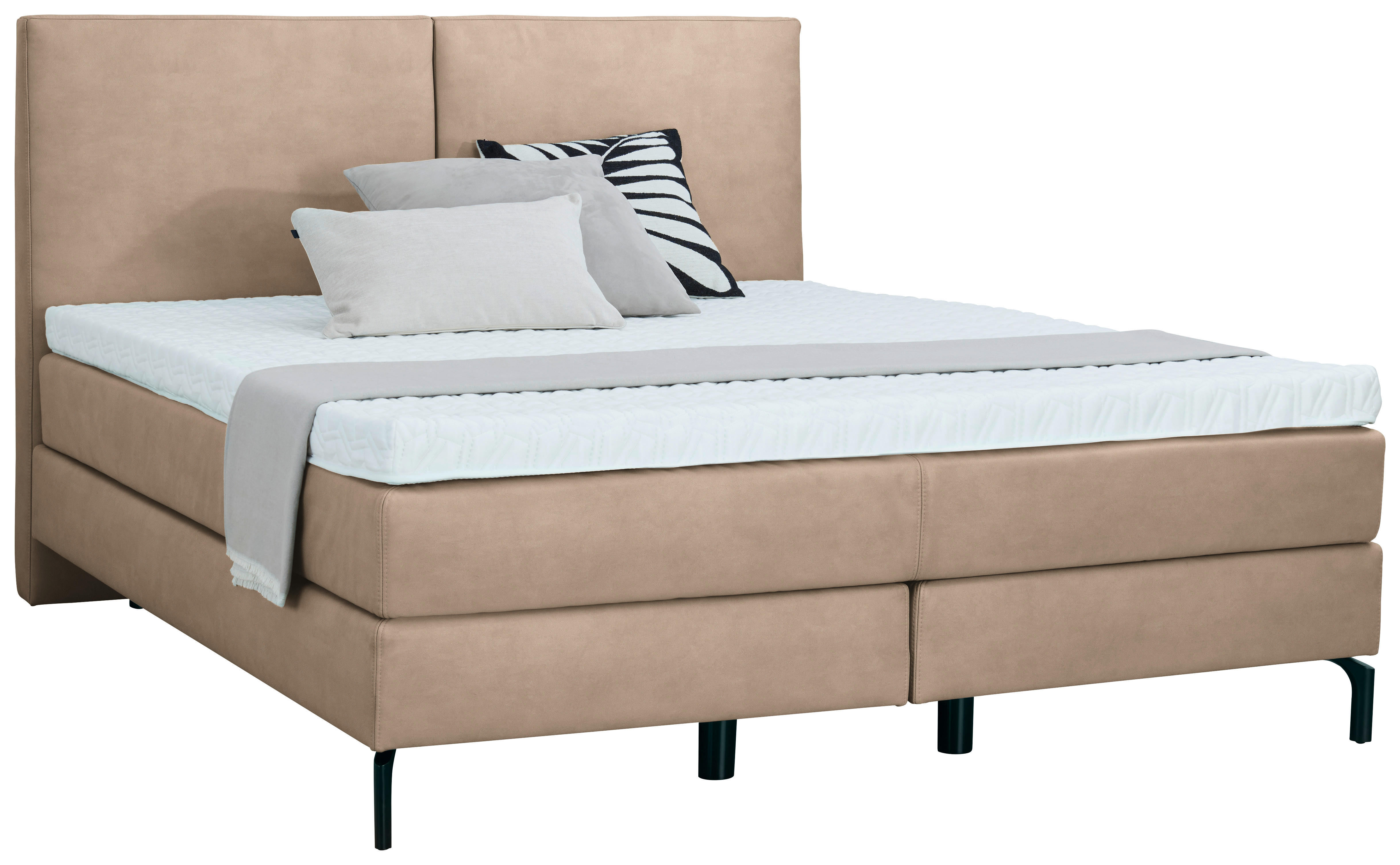 BOXSPRINGBETT 180/200 cm  in Beige  - Beige/Schwarz, KONVENTIONELL, Textil/Metall (180/200cm) - Dieter Knoll