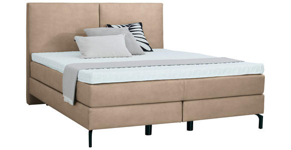 BOXSPRINGBETT 180/200 cm  in Beige  - Beige/Schwarz, KONVENTIONELL, Textil/Metall (180/200cm) - Dieter Knoll