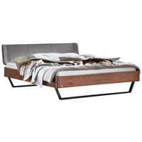 BETT 140/200 cm  in Anthrazit, Nussbaumfarben, Dunkelgrau   - Dunkelgrau/Anthrazit, Modern, Holz/Textil (140/200cm) - Hasena