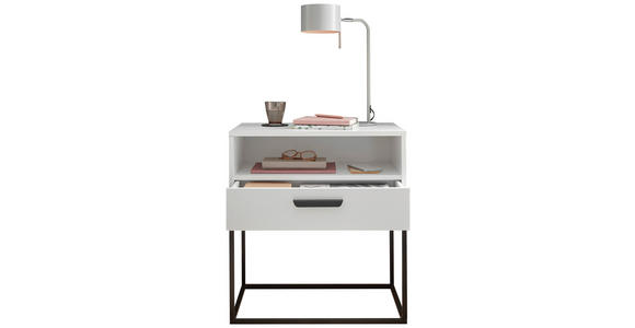 NACHTKÄSTCHEN 60/65/39 cm  in Weiß  - Schwarz/Weiß, Design, Holzwerkstoff/Kunststoff (60/65/39cm) - Carryhome