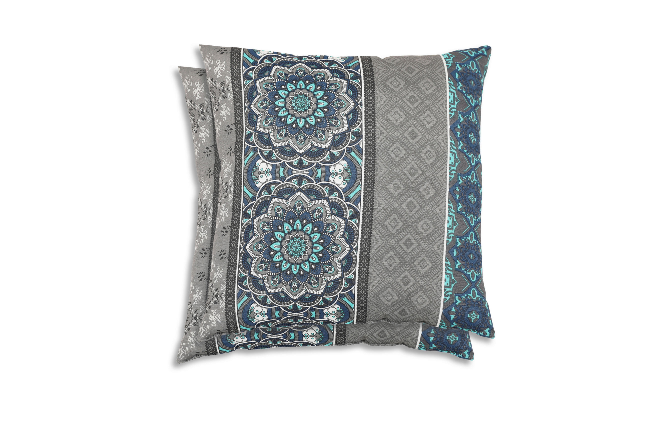 ZIERKISSENSET 2-teilig 45/45 cm  - Blau/Hellgrau, Basics, Textil (45/45cm)