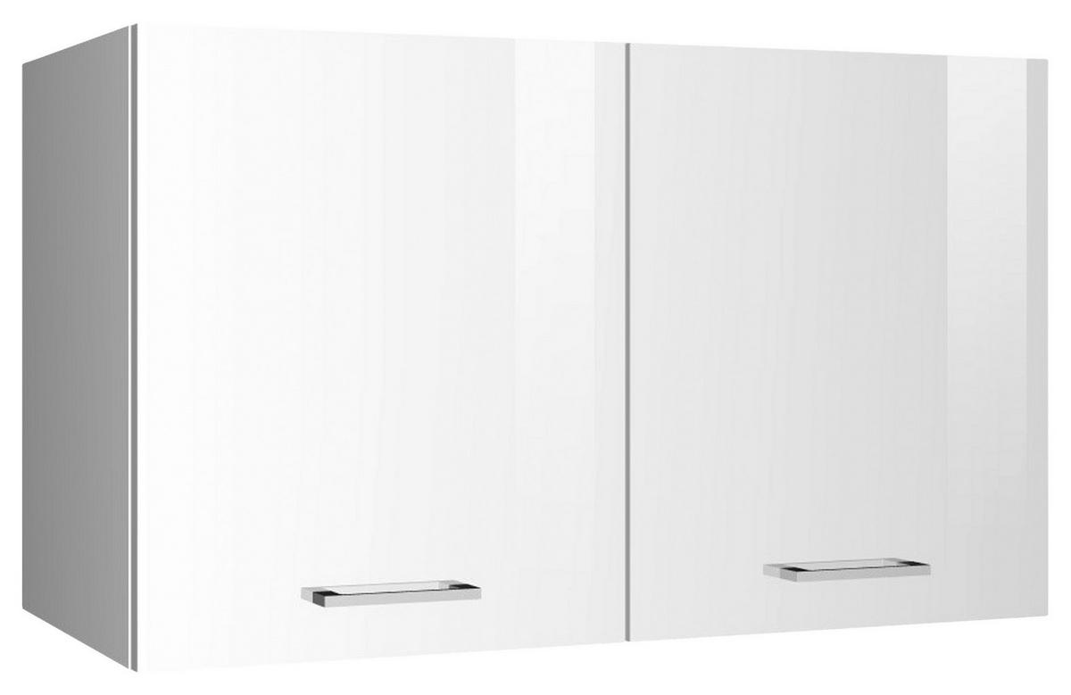 KÜCHENOBERSCHRANK 100/57/34 cm  in Weiß Hochglanz  - Weiß Hochglanz/Silberfarben, MODERN, Holzwerkstoff/Metall (100/57/34cm) - Held
