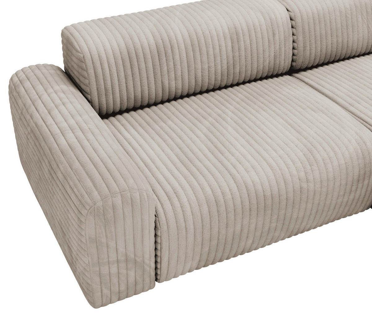 ECKSOFA in Cord Greige  - Greige/Schwarz, Design, Kunststoff/Textil (292/178cm) - Livetastic
