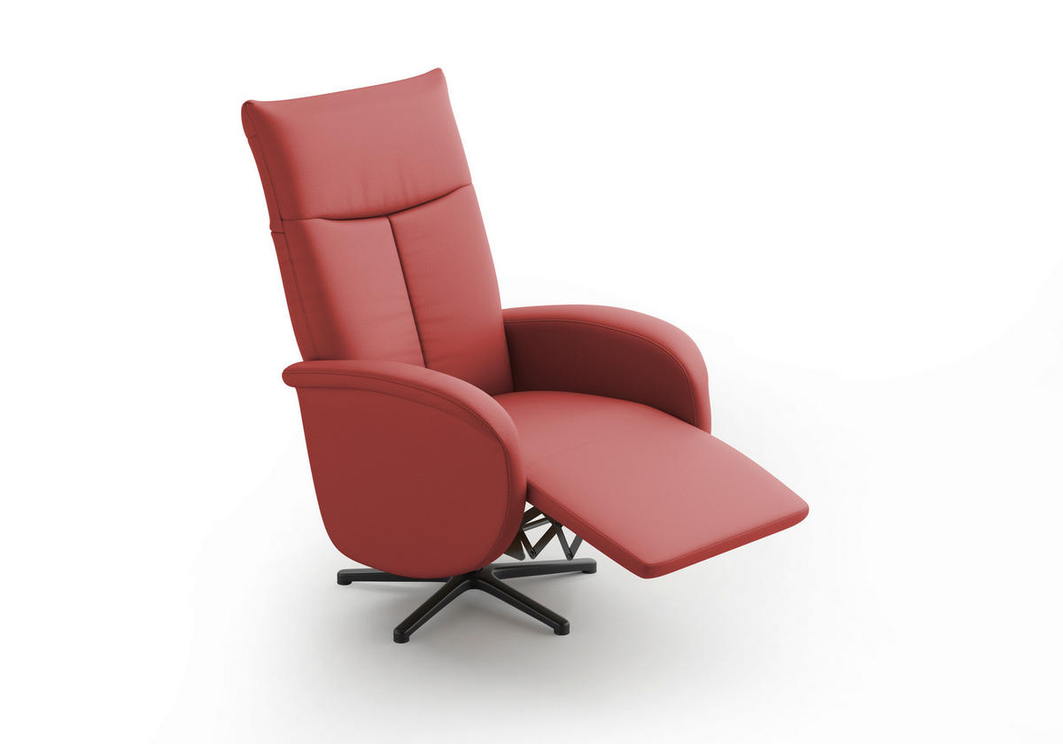 DREHSTUHL Rot  - Rot/Schwarz, MODERN, Leder/Metall (75/112/82cm) - Sit & More