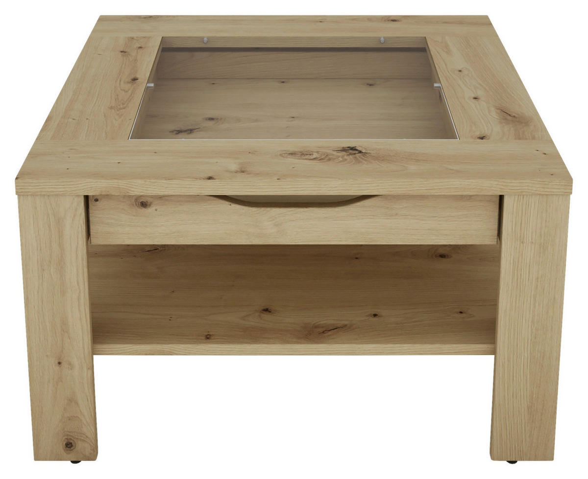 COUCHTISCH quadratisch Eiche Artisan  - Eiche Artisan, Design, Glas/Holzwerkstoff (67/43/67cm) - MID.YOU