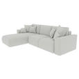 ECKSOFA in Velours Hellgrau  - Chromfarben/Hellgrau, KONVENTIONELL, Kunststoff/Textil (195/293cm) - Carryhome