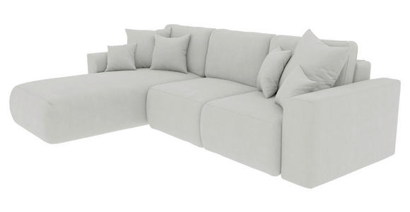 ECKSOFA in Velours Hellgrau  - Chromfarben/Hellgrau, KONVENTIONELL, Kunststoff/Textil (195/293cm) - Carryhome