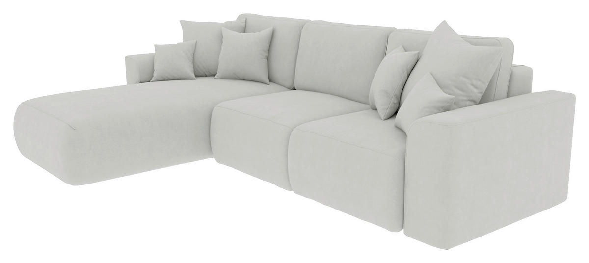 ECKSOFA in Velours Hellgrau  195/293 cm  - Chromfarben/Hellgrau, KONVENTIONELL, Kunststoff/Textil (195/293cm) - Carryhome