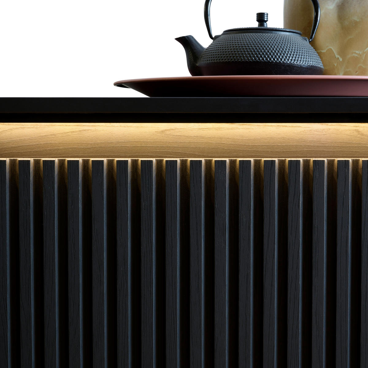 SIDEBOARD svart  166/82/40 cm  - svart, Trend, metall/trämaterial (166/82/40cm) - Carryhome