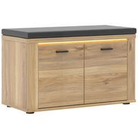 GARDEROBENBANK 80/50/38 cm  - Eichefarben/Schwarz, Konventionell, Holzwerkstoff/Textil (80/50/38cm) - Xora