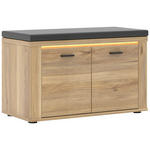 GARDEROBENBANK  in 80/50/38 cm  - Eichefarben/Schwarz, KONVENTIONELL, Holzwerkstoff/Textil (80/50/38cm) - Xora