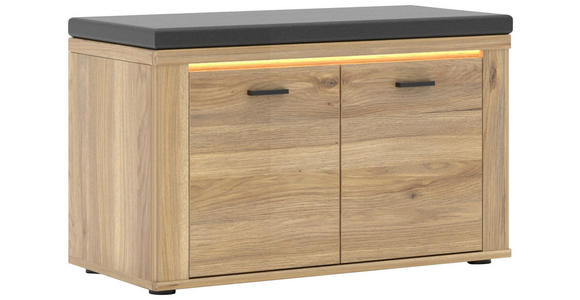 GARDEROBENBANK  in 80/50/38 cm  - Eichefarben/Schwarz, KONVENTIONELL, Holzwerkstoff/Textil (80/50/38cm) - Xora