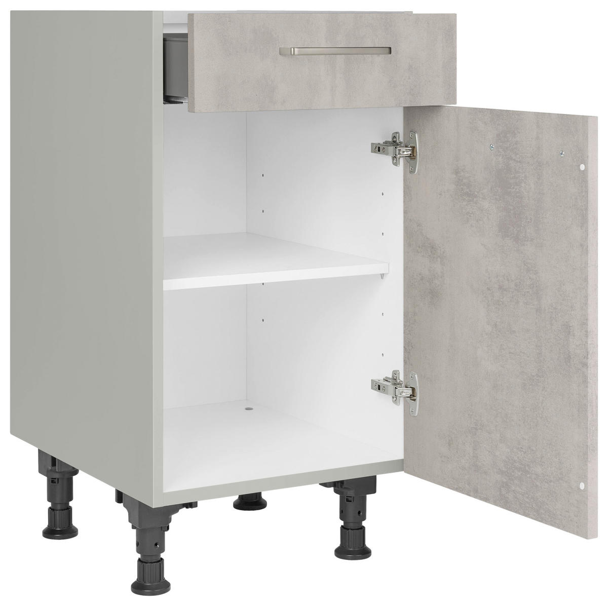 SCHUBKASTENUNTERSCHRANK 45/87/56 cm  in Hellgrau  - Edelstahlfarben/Hellgrau, MODERN, Holzwerkstoff/Metall (45/87/56cm) - Nobilia