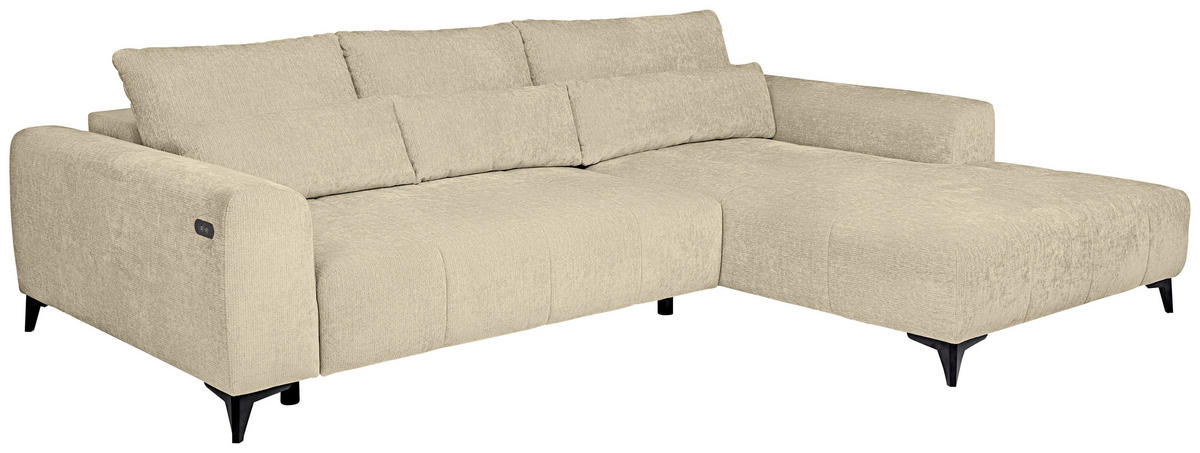 HÖRNSOFFA i chenille beige  - beige/svart, Klassisk, textil/plast (279/222cm) - MID.YOU