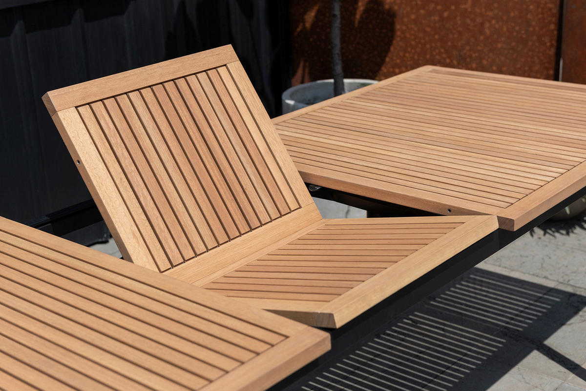 GARTENTISCH 217-267/90/75,4 cm Holz, Metall rechteckig  - Eukalyptusholzfarben/Schwarz, Design, Holz/Metall (217-267/90/75,4cm) - Modante