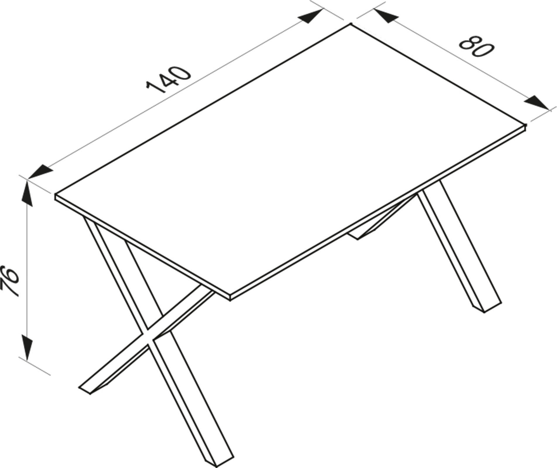 SCHREIBTISCH  in Silberfarben, Honigeiche  - Honigeiche/Silberfarben, Design, Holzwerkstoff/Metall (140/76/80cm) - MID.YOU