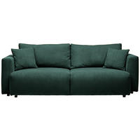 SCHLAFSOFA  mit Stoffauswahl, Schlafen auf Sitzhöhe, Rücken echt Cord Dunkelgrün  - Dunkelgrün/Schwarz, Design, Kunststoff/Textil (250/92/105cm) - Carryhome