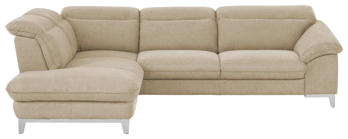 ECKSOFA in Chenille Beige  - Chromfarben/Beige, Design, Textil/Metall (232/293cm) - Livetastic