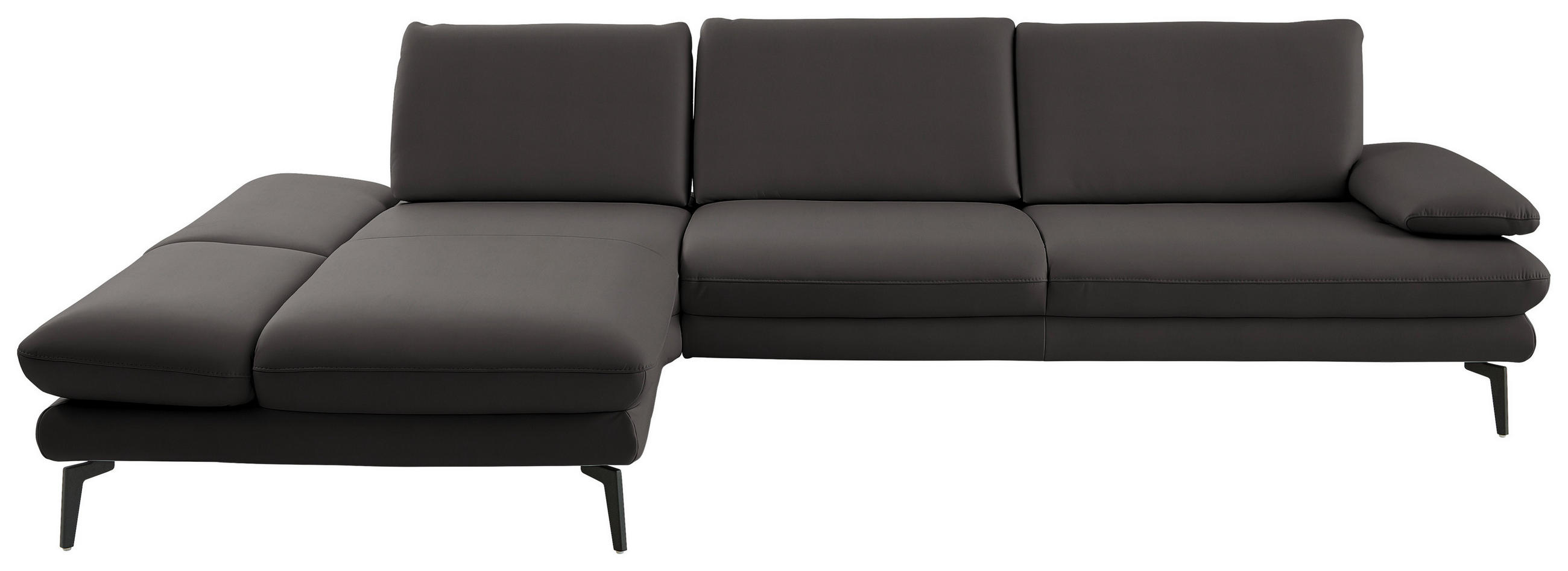 ECKSOFA in Echtleder Grau  - Schwarz/Grau, Design, Leder/Metall (195/308cm) - Dieter Knoll