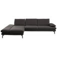 ECKSOFA in Echtleder Grau  195/308 cm  - Schwarz/Grau, Design, Leder/Metall (195/308cm) - Dieter Knoll
