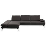 ECKSOFA in Echtleder Grau  - Schwarz/Grau, Design, Leder/Metall (195/308cm) - Dieter Knoll