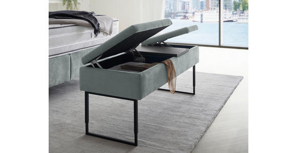 BETTBANK Flachgewebe Fichte, Kiefer Hellblau  - Schwarz/Hellblau, Design, Holz/Textil (124/45,5-61,5/49cm) - Dieter Knoll