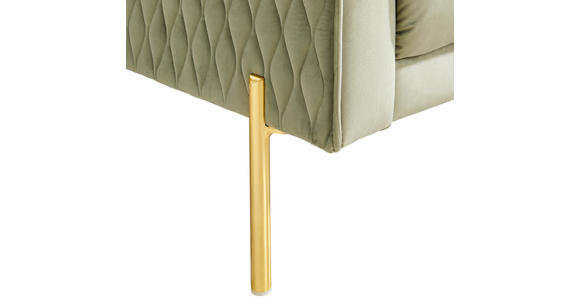 BIGSOFA Samt Salbeigrün  - Salbeigrün/Goldfarben, Trend, Textil/Metall (230/94/110cm) - Ambia Home