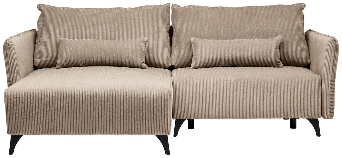 ECKSOFA Beige Cord  - Beige/Schwarz, Design, Textil/Metall (175/254cm) - Stylife