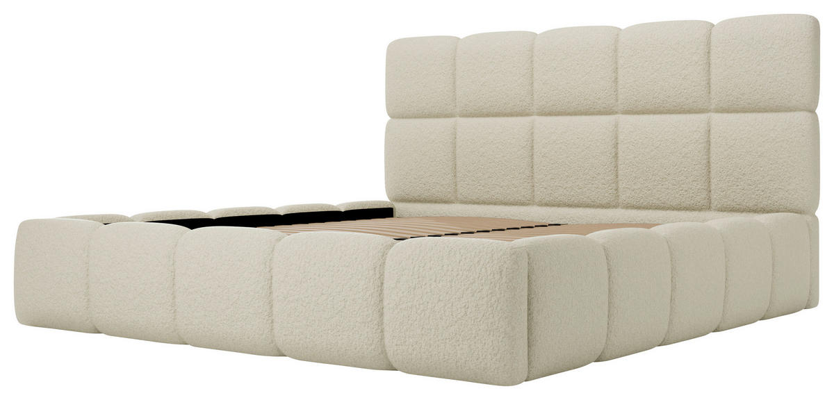 POLSTERBETT Cloudy Lattenrost, Bettkasten 180/200 cm  in Beige  - Beige/Schwarz, Design, Holz/Textil (180/200cm) - Boxxx