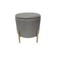 HOCKER in Textil Grau  - Goldfarben/Grau, Design, Textil/Metall (36/40/36cm) - Echtwerk