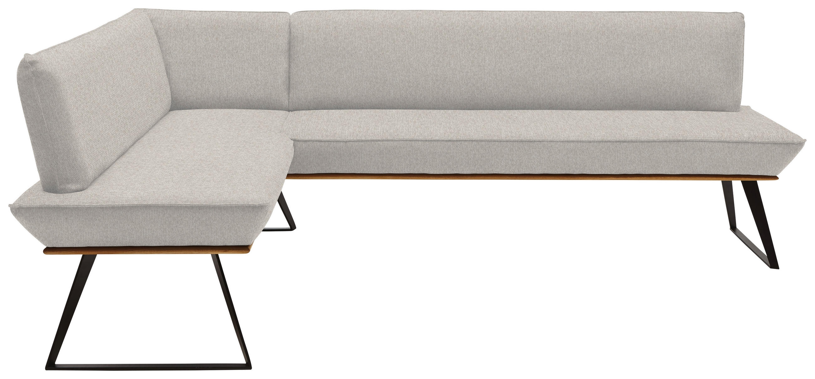 ECKBANK 163/243 cm  in Schwarz, Eichefarben, Greige  - Greige/Eichefarben, Design, Holz/Textil (163/243cm) - Voleo