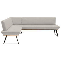 ECKBANK 163/243 cm  in Schwarz, Eichefarben, Greige  - Greige/Eichefarben, Design, Holz/Textil (163/243cm) - Voleo