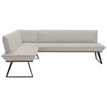ECKBANK 163/243 cm Webstoff Schwarz, Eichefarben, Greige Eiche massiv Metall   - Greige/Eichefarben, Design, Holz/Textil (163/243cm) - Voleo
