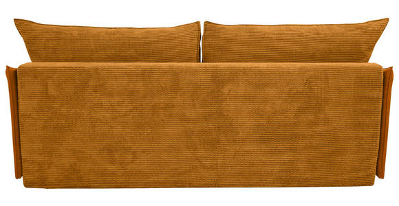 SCHLAFSOFA mit Liegefunktion, Rücken echt Cord, Flachgewebe Currygelb - Currygelb/Schwarz, KONVENTIONELL, Textil/Metall (223/72/100cm) - Carryhome