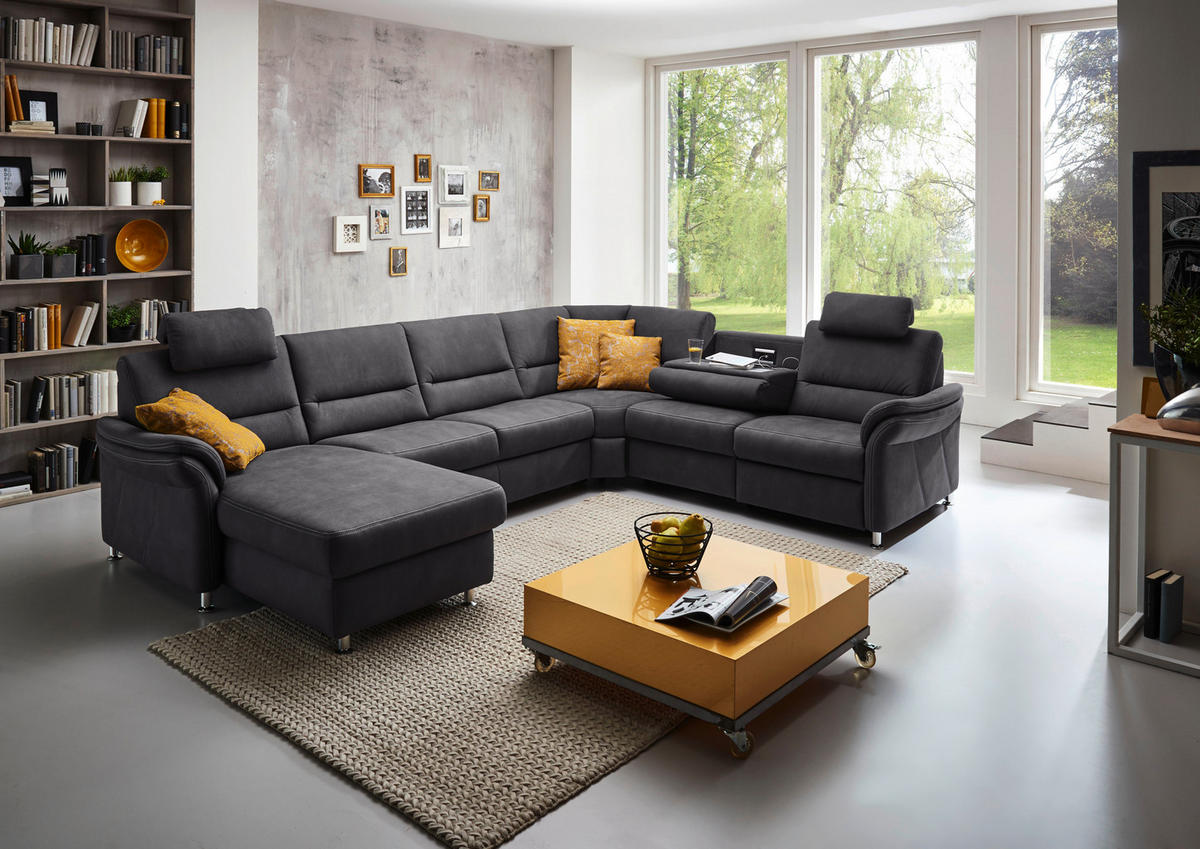 WOHNLANDSCHAFT Grau Mikrofaser  - Beige/Alufarben, KONVENTIONELL, Textil/Metall (262/330/173cm) - Beldomo System