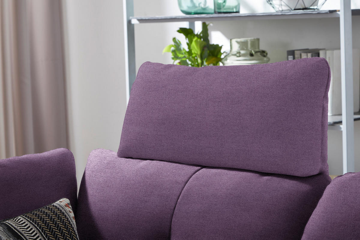 ECKSOFA Flachgewebe Lila  - Lila/Schwarz, Design, Textil/Metall (344/157cm) - Chilliano