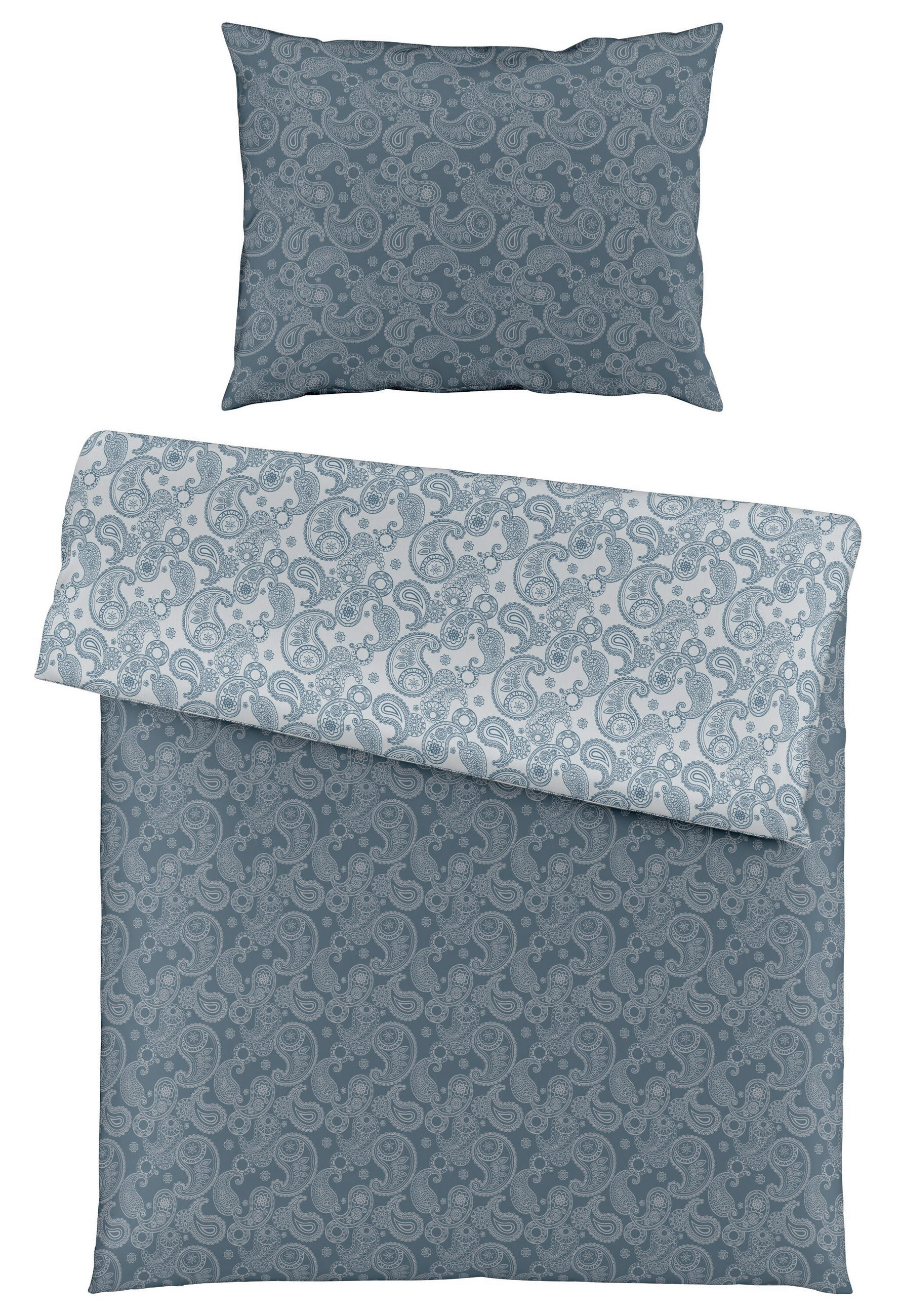 POSTELJNINA RUBIN 140/200 cm damast siva, svetlo siva  - siva/svetlo siva, Konvencionalno, tekstil (140/200cm) - Fleuresse