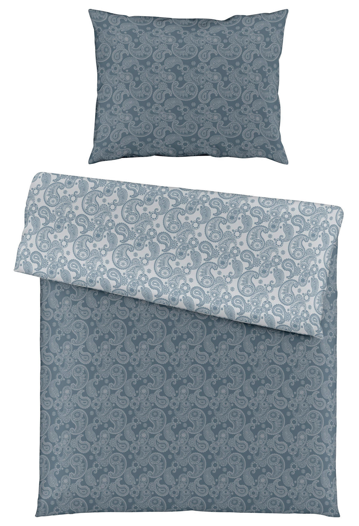 POSTELJNINA RUBIN 140/200 cm damast siva, svetlo siva  - siva/svetlo siva, Konvencionalno, tekstil (140/200cm) - Fleuresse