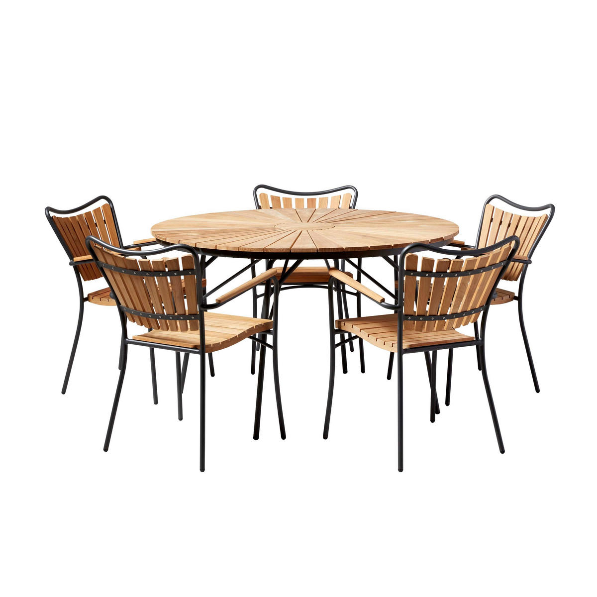 GARTENTISCHGRUPPE Teakholzvollmassiv Aluminium  - Anthrazit/Teakfarben, Natur, Holz/Metall (180/180/78cm) - Gardenson