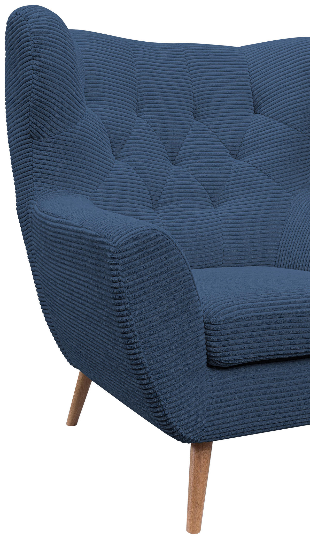 SESSEL in Cord Blau  - Blau/Eichefarben, Design, Holz/Textil (87/101/95cm) - Stylife