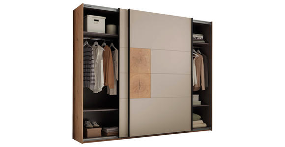 SCHWEBETÜRENSCHRANK  in Kaschmir, Eiche Artisan  - Kaschmir/Schwarz, KONVENTIONELL, Holzwerkstoff/Metall (270/225,5/63,7cm) - Xora
