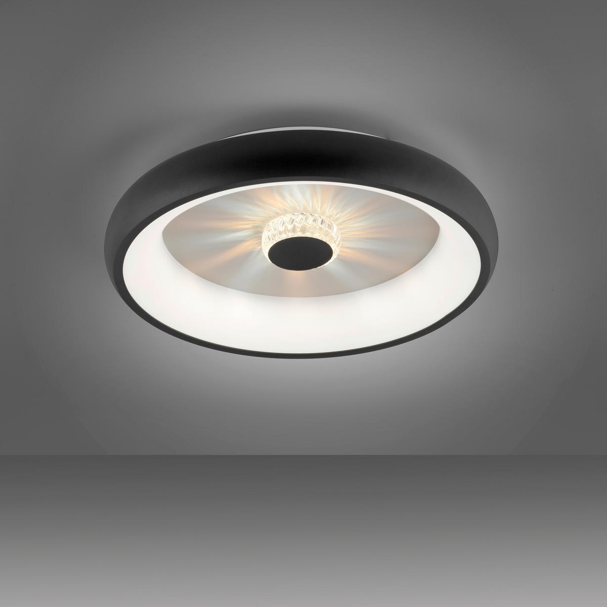 LED MENNYEZETI LÁMPA - fekete, Design, műanyag/fém (46,5/9,5cm)