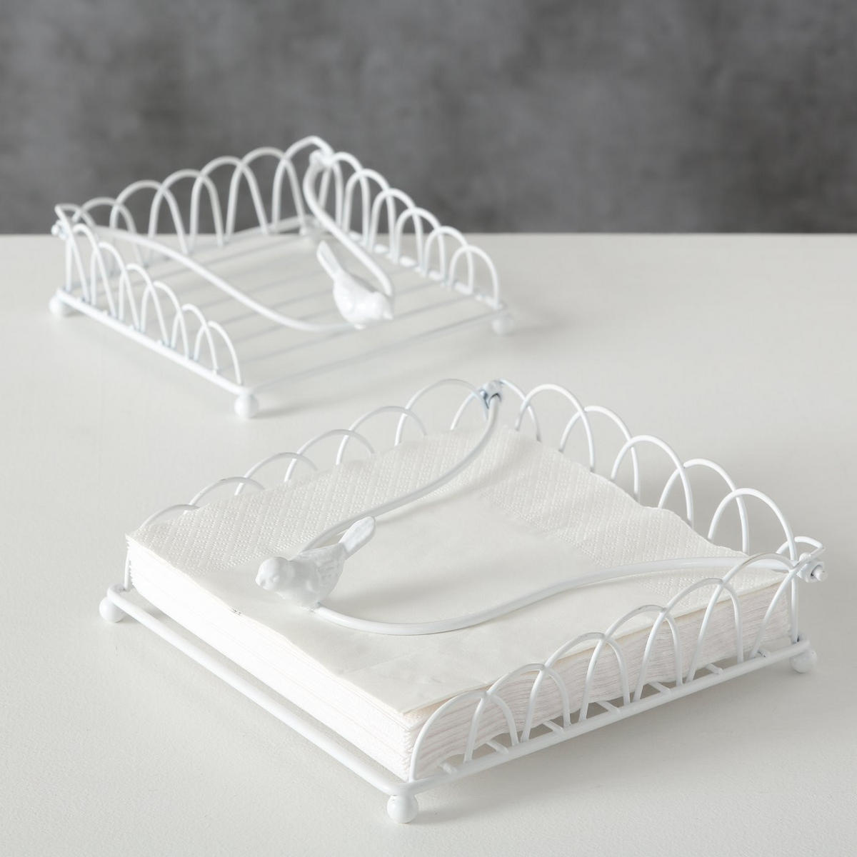 SERVIETTENHALTER    - Weiß, Basics, Metall (12/14/5cm)