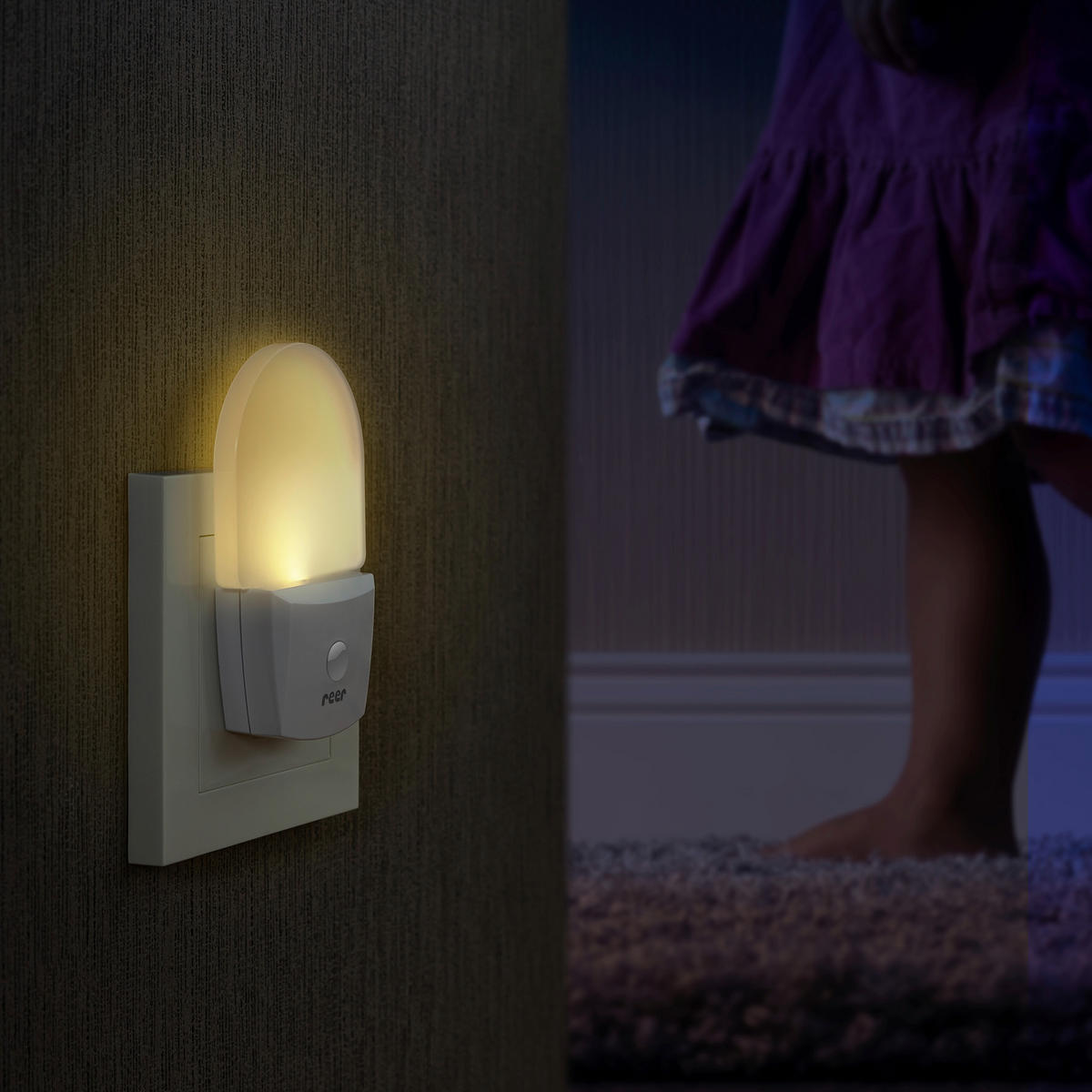 KINDER-NACHTLICHT Nightguide 9,8/12/6,2 cm   - Weiß Hochglanz, Basics, Kunststoff (9,8/12/6,2cm) - Reer