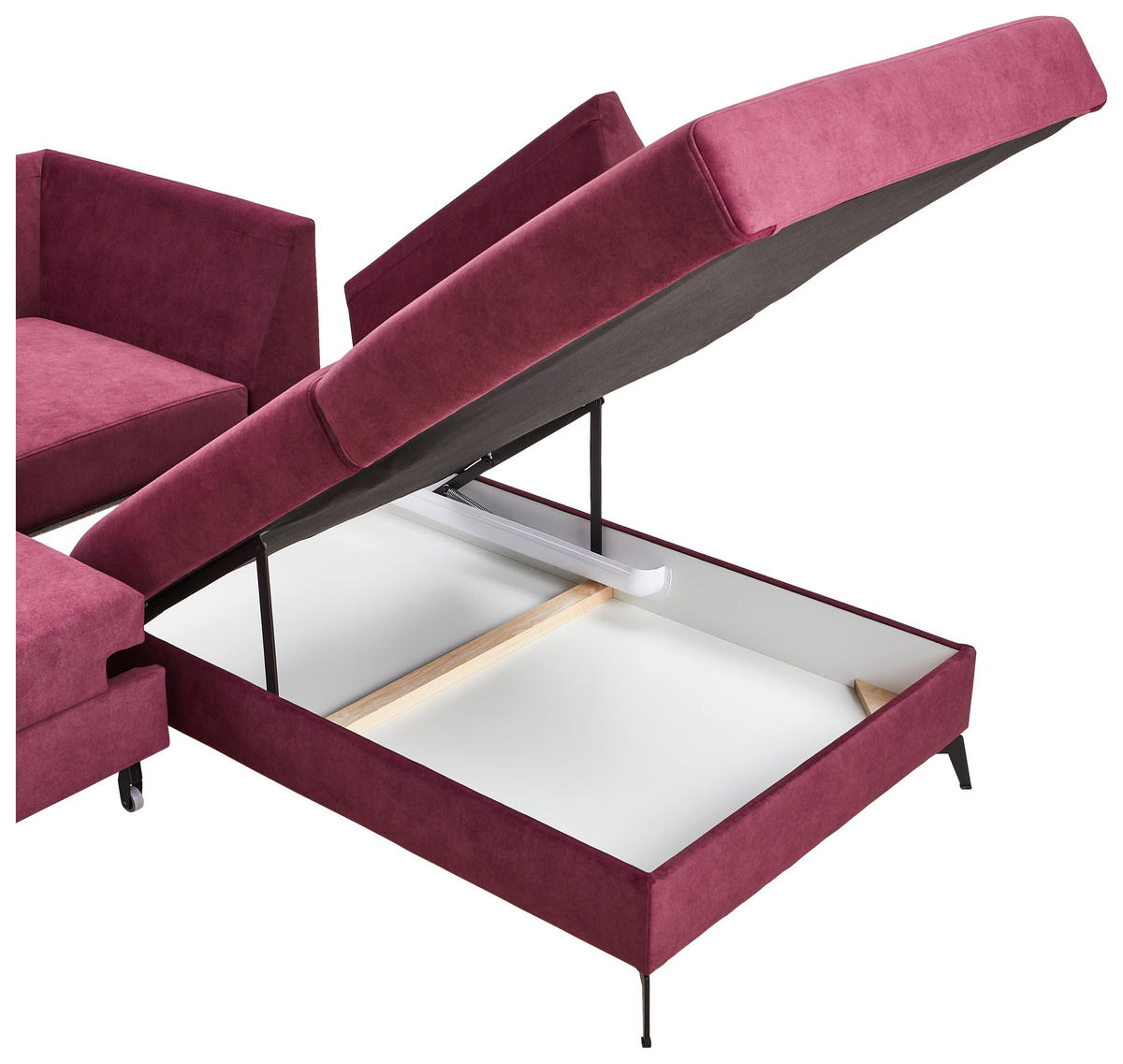 ECKSOFA Bordeaux Chenille  - Bordeaux/Schwarz, KONVENTIONELL, Textil/Metall (275/257cm) - Carryhome