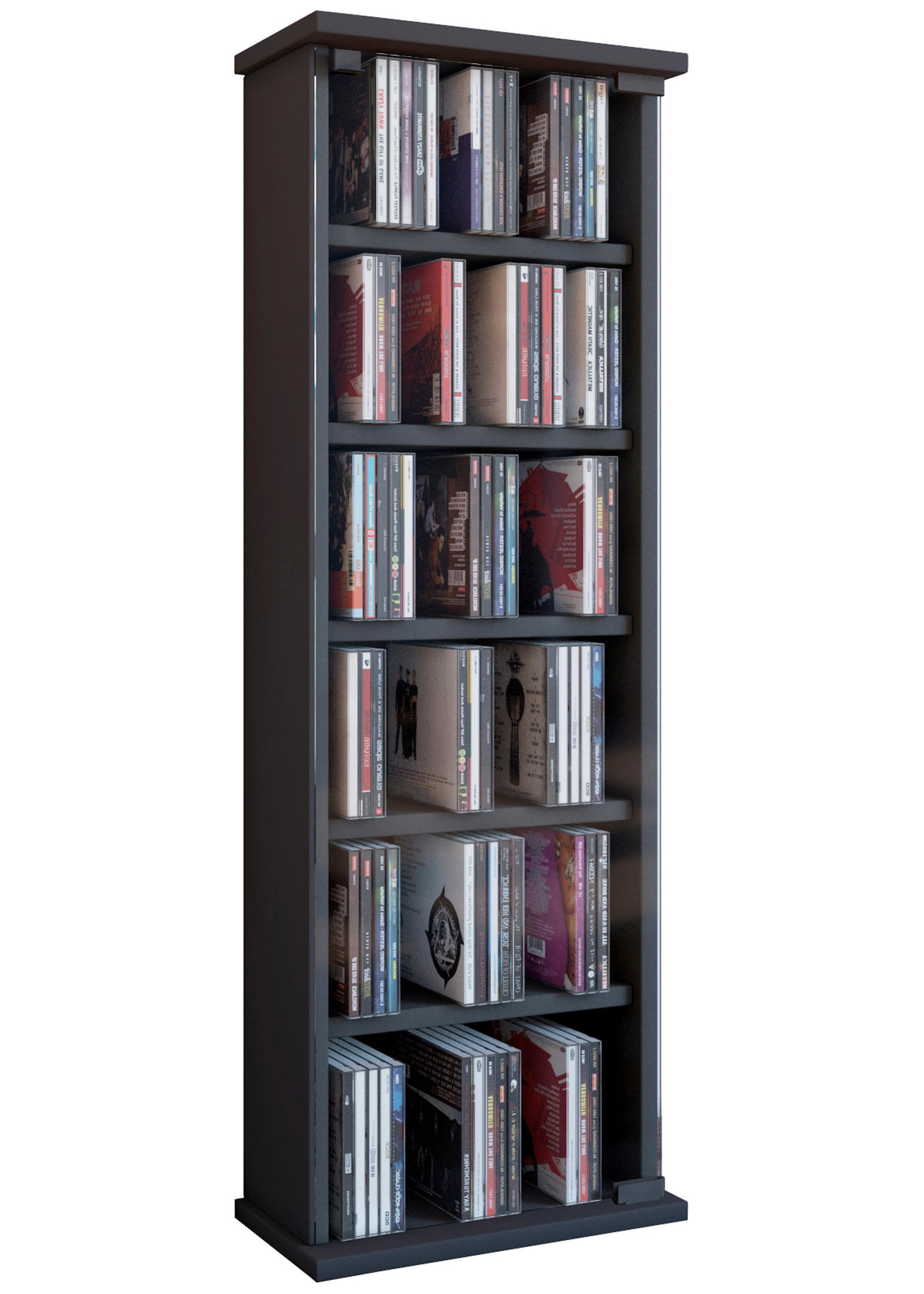 CD-REGAL Schwarz  - Schwarz, KONVENTIONELL, Glas/Holzwerkstoff (31/92/18cm) - MID.YOU