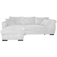 ECKSOFA Perlmutt Cord Zierkissen, Rückenkissen, Bettkasten, Schlaffunktion, Rücken echt, Liegefläche im Originalstoff  - Perlmutt/Schwarz, KONVENTIONELL, Textil/Metall (168/258cm) - Carryhome