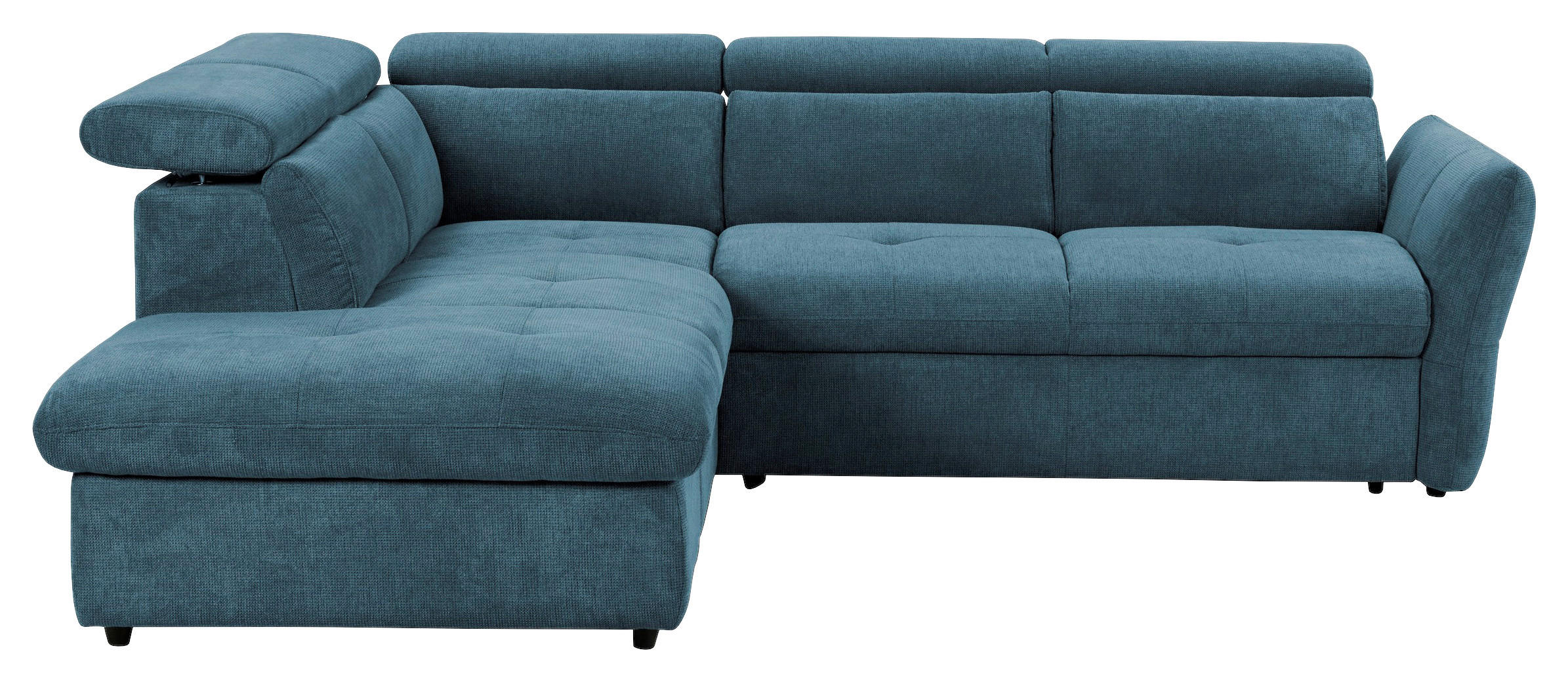 ECKSOFA in Mikrofaser Blau  - Blau/Schwarz, Design, Kunststoff/Textil (224/254cm) - Livetastic